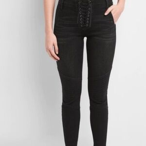 Gap True Skinny Lace Up Moto Black Jeans